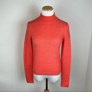 Intermix Funnel Neck Turtleneck Wool Mohair Sweater Orange Size S